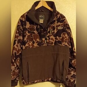 MEN'S DRAKE WATERFOWL HUNTING JACKET MEDIUM SIZE 1/4 ZIP CAMO OLD SCHOOL.